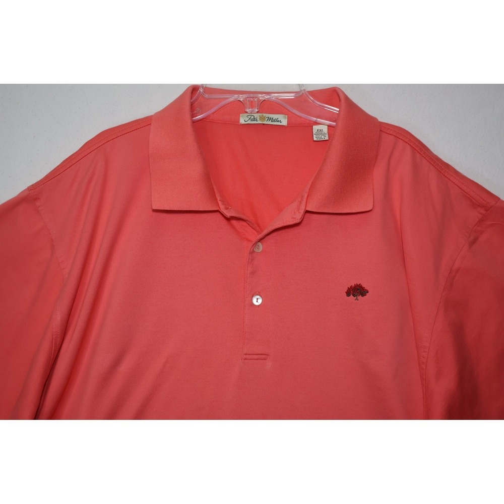 Peter Millar Men XXL Coral Pink Doubly Mercerized Cotton Short Sleeve Polo Shirt